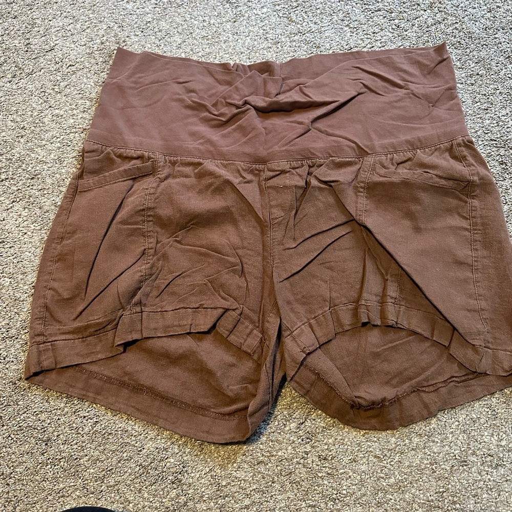 Linen maternity shorts with belly band - size xl
